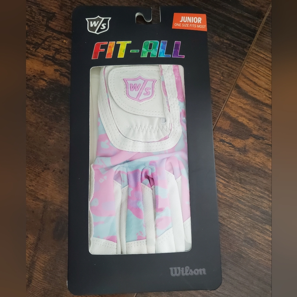 Wilson Junior Fit-All Gloves - Pink and White